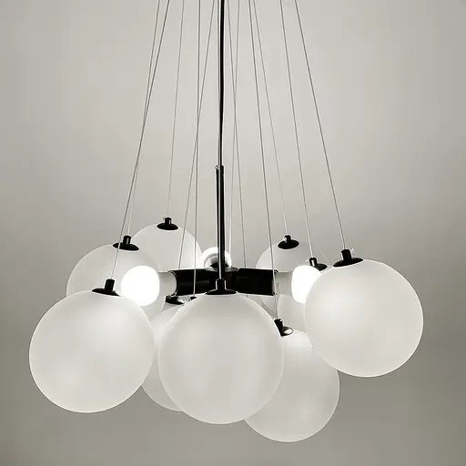 Люстра-пучок в черном корпусе ⌀ 60 см 12 шариков Line.F MJ 140-650 BK+WT - фото 6