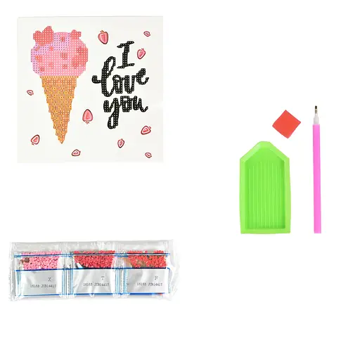 Алмазная мозаика Strateg ПРЕМИУМ Мороженое с любовью на бумажной основе размером 18х18 см (JUB14417) - фото 2