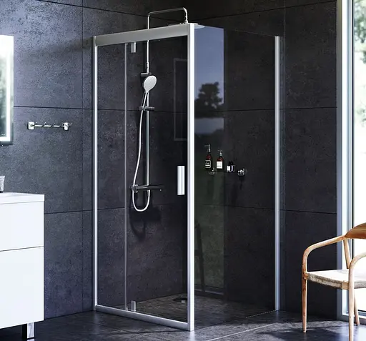 Душевая кабина Am.Pm Gem Square Pivot 90x90 см без поддона хром матовый W90UG-404-090MT, прозрачный, хром матовый - фото 2