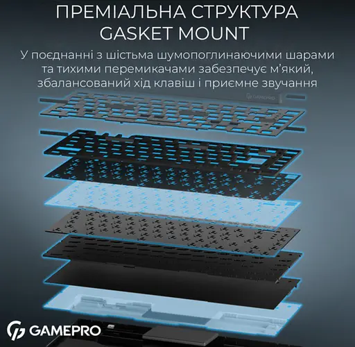 Клавіатура ігрова механічна GamePro MK-266-BK Asgard Yord Keychron Super Red Switch Bluetooth 5.2/2.4 ГГц/USB Black - фото 10
