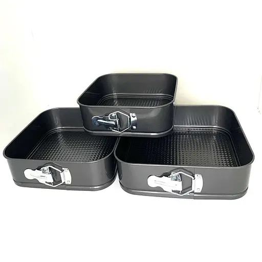 Набор квадратных разборных форм для торта 24/26/28 cм A-Plus с антипригарным покрытием, A-plus Черный 84725 - фото 3