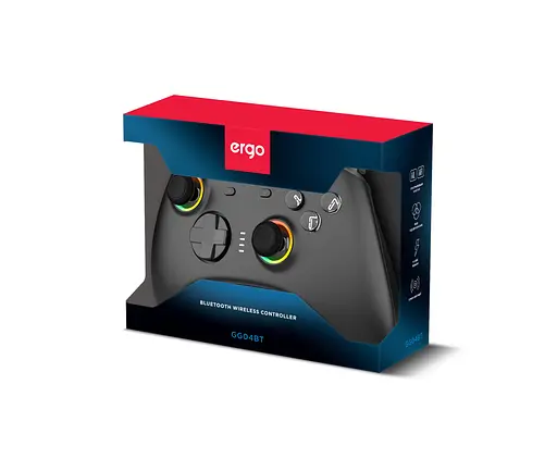Геймпад Ergo GG04BT беспроводной Bluetooth 5.0/Type-C для ПК/Nintendo Switch/Android TV вибрация 8 кнопок/2 стика/D-Pad RGB подсветка Black - фото 6