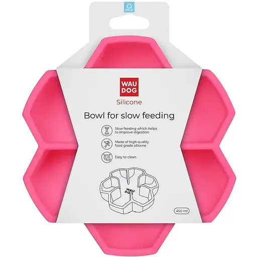 Миска для медленного питания Waudog Silicone 450 мл розовый