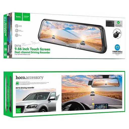 Видеорегистратор - зеркало HOCO DV16 streaming media driving recorder (dual-channel with rear camera) - фото 7