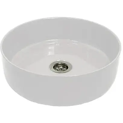 Раковина Adamant умивальник ARENA штучний камінь кругла без переливу 360х113мм накладний білий - фото 1