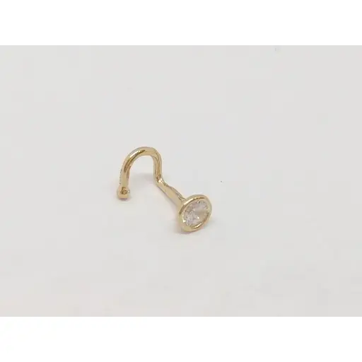 Золотая серьга-пирсинг Столичная Ювелирная Фабрика в нос с фианитом. 360020 - фото 2