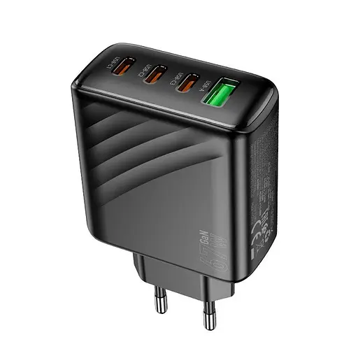 Мережевий адаптер живлення зарядне Hoco CS27A Supply charger 67 W 4 порти чорне - фото 3