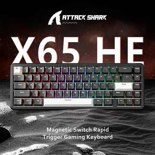 Игровая проводная магнитная клавиатура Attack Shark X65 HE / Magnetic Switch / 8К / RGB / 65% / Black - фото 2