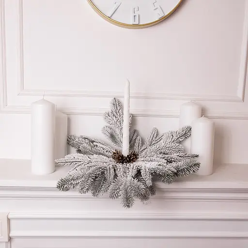 Литий декоративний штучний свічник засніжений Lugi SOK-O-4 Тріумф зимовий Преміум на 1 свічку - фото 2