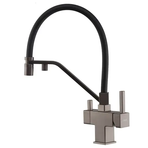 Смеситель для кухни на две воды с гибким изливом Koer KB-72036-07 KR5812, Графит - фото 1