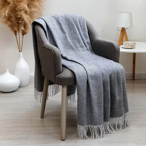 Плед бавовняний Vladi Валенсія Паркет 140х200 біло-темно-сірий - фото 1