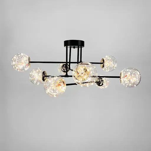 Черная LED люстра на 8 прозрачных плафонов со встроенными светодиодами Line.F K 26/8 BK - фото 3