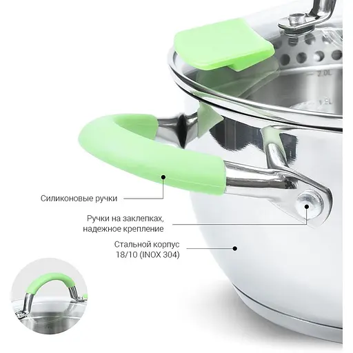 Кастрюля Fissman Charlotte со стеклянной крышкой 2.5 л (5501) - фото 7