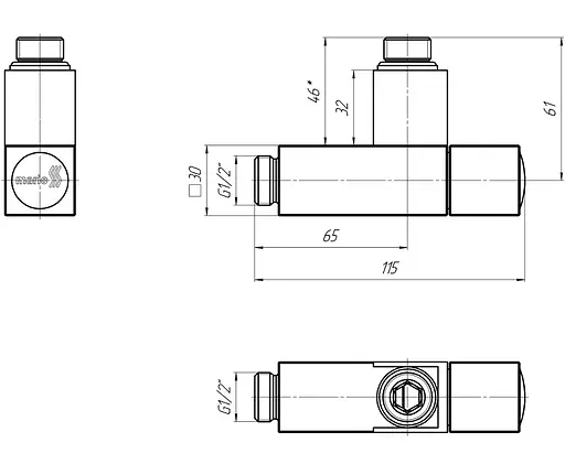Кран кутовий квадрат для рушникосушки G 1/2'' Mario 4.0.0201.56.P - фото 4