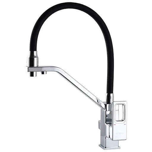 Змішувач для кухні під осмос Globus Lux PIANO GLPN-0900-01 хром чорний для фільтрації води з гофрою з латуні