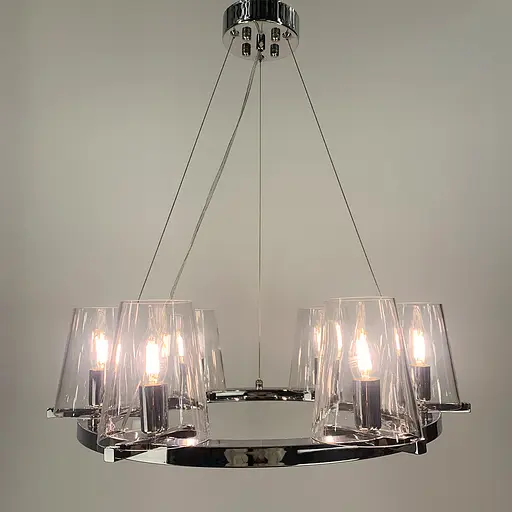 Підвісна срібна кільцева люстра PAUILLAC 60 см 6 плафонів Line.F MJ 106-600 - фото 4