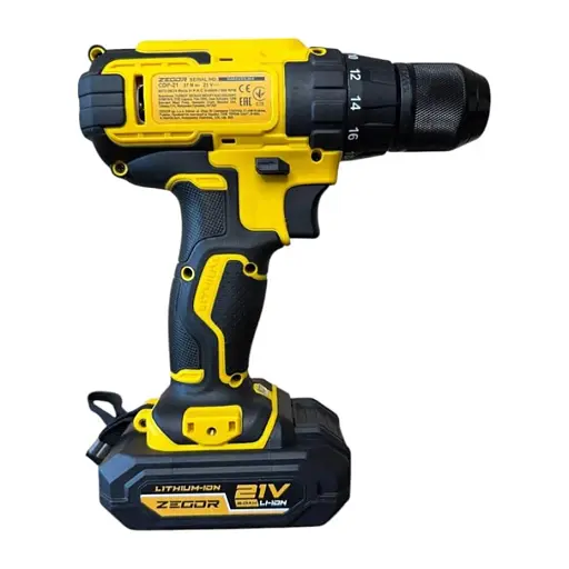 Шуруповерт профессиональный аккумуляторный Zegor CDP-21/21В/37 Нм/две скорости/2 батареи 21 В 2 Ач/реверс/подсветка/кейс
 - фото 2
