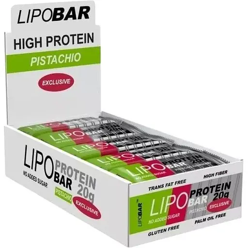 Батончик LipoBar Protein Bar БЛОК, 20*50 грам - Фісташка