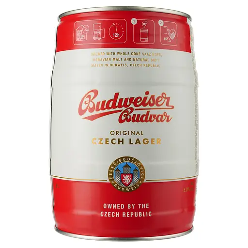 Уценка. Пиво Budweiser Budvar Original светлое, 5%, ж/б, 5 л