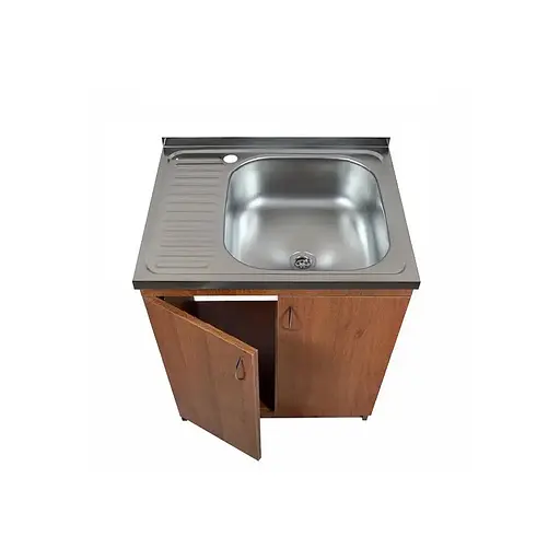 Тумба з накладною мийкою в комплекті для кухні ЛДСП 60х50х83 см Горіх (52867-01131) - фото 5