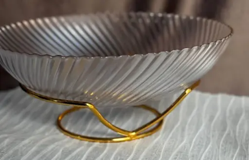 Салатник Elisey 9219-042 Золотая волна стеклянный на металлической подставке 30 см - фото 2