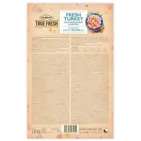 Сухой корм Carnilove True Fresh Cat для взрослых кошек с индейкой 1 8 кг - фото 3