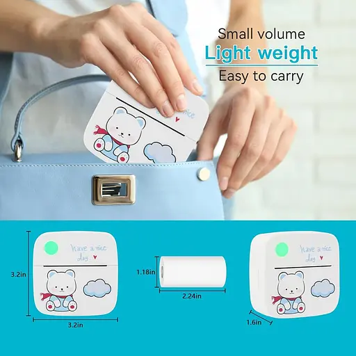 Мини-карманный принтер Mllusxg LX-D2, портативный термопринтер для наклеек, учебный принтер для картинок, фотографий - фото 2