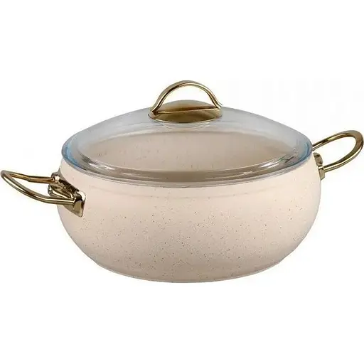 Каструля O.M.S. Collection 3141 з гранітним покриттям з кришкою 18 см 2 л Слонова кістка (Туреччина) - фото 1