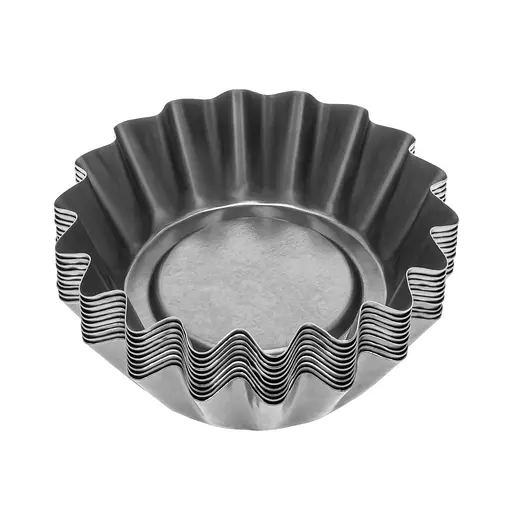 Формочки темные стальные для выпечки корзинок кексов и тарталеток Ø верх 12, низ 8, высота 4 см (набор из 10 штук) 88009 - фото 7