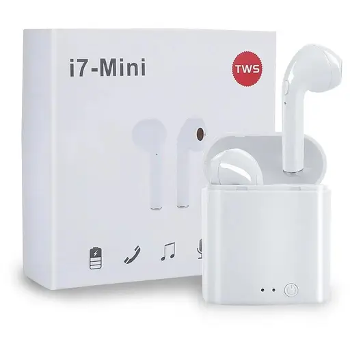 Беспроводные блютуз наушники i7 Mini TWS с боксом для зарядки White (au043)