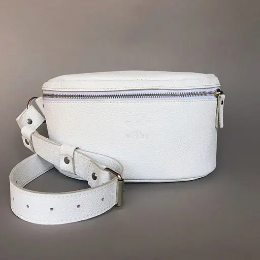Шкіряна поясна сумка Explorer S біла - фото 5