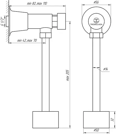 Кран-дозатор для пісуара Tremolada Tremo 316, Хром - фото 3