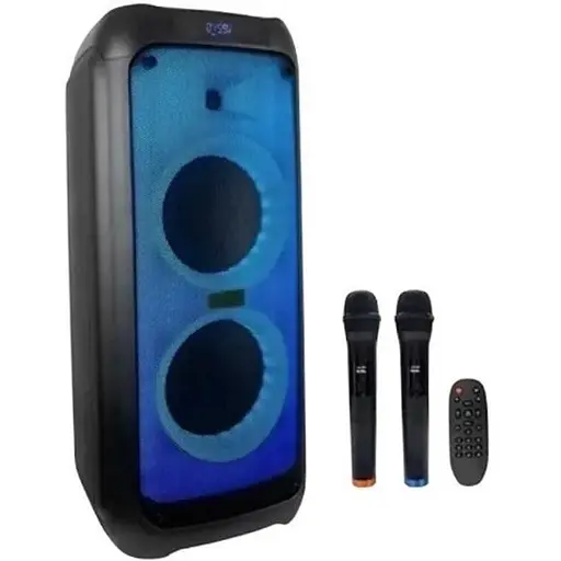 Портативна колонка ZXX-5512 Акустична система 60Вт RGB підсвічування з 2 мікрофонами та пультом 2х8" Чорний - фото 4