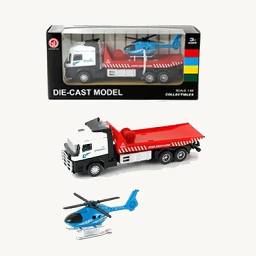 Трейлер инерционный металлический, 251C6, масштаб 1:60, 16 см, с транспортом 7 см (В ассортименте)