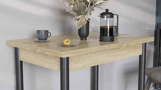 Розкладний обідній стіл трансформер Берта Ferrum-decor 750x1400x900 Чорний метал ДСП Дуб Сонома 16 мм (FRD-105181) - фото 9