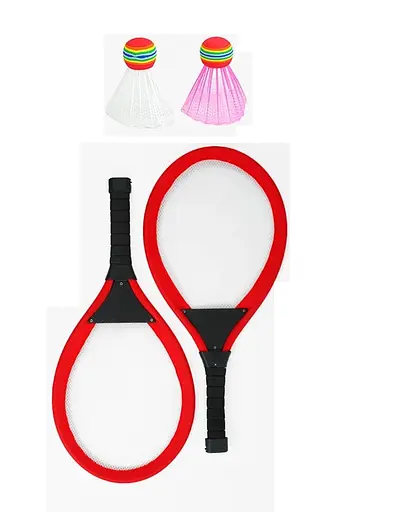 Набор ракеток 9352 L, 2 ракетки 57см, 2 воланчика, подсветка, в сетке (6966814300061) Червоний - фото 1
