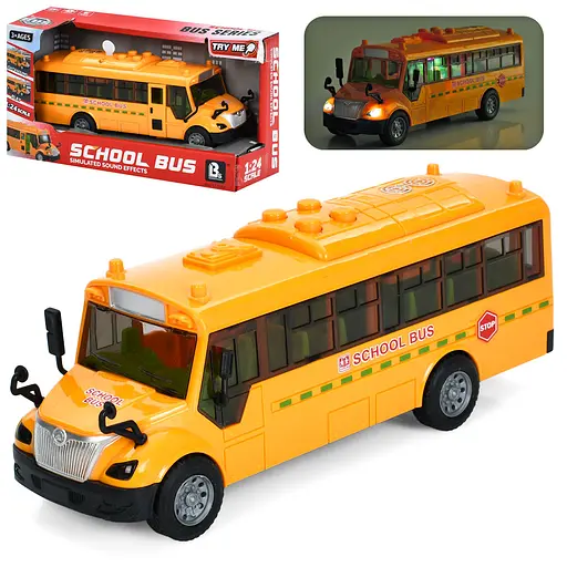 Автобус инерционный "Школьный" 20 см, 1:24, звук, свет, открывающиеся двери, резиновые колеса 98056A - фото 2