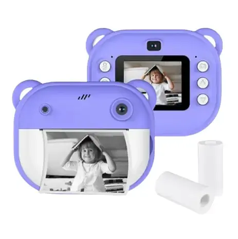 Детская цифровая фотокамера моментальной печати с термопринтером A-plus M&A-2000 Фиолетовый - фото 1