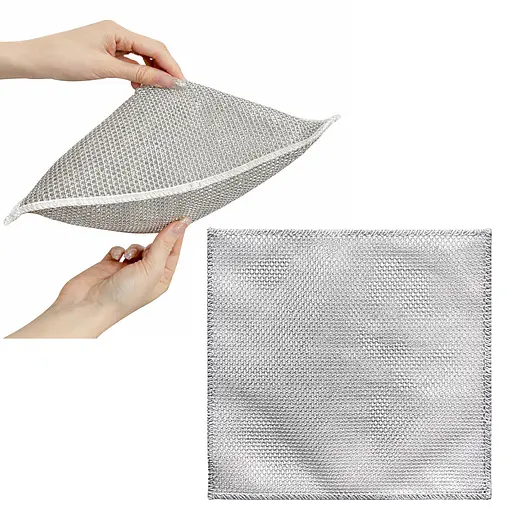 Серветка двошарова багаторазова металева з абразивною сіткою для посуду, скла та меблів 30х30 см Сірий 88109 - фото 1