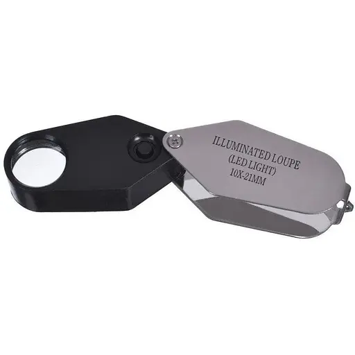 Ювелирная лупа 10X увеличение диаметр 21 мм Magnifier 21002 с Led-подсветкой - фото 1