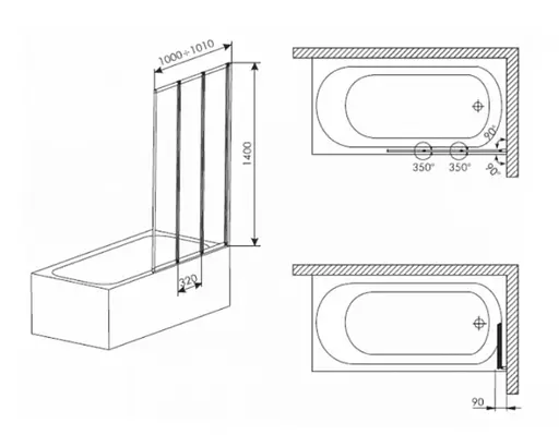 Шторка для ванны Riho Alta 100 см GI0100100 - фото 3