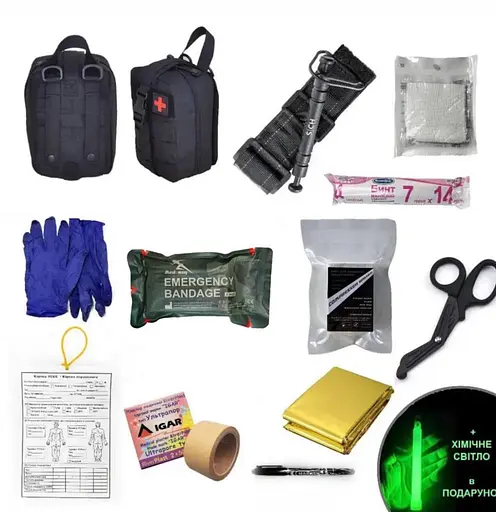 Аптечка укомплектованная (базовая) №1 Rescue Ready в подсумке с быстрым сбросом темно-синий - фото 1