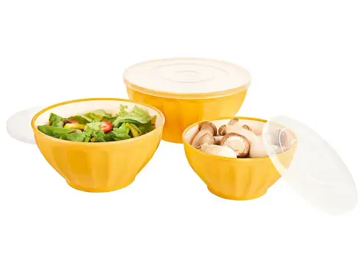 Набір універсальних контейнерів з кришками із щільного пластику Ernesto 3 шт. Ernesto жовтий L2-10162 - фото 2