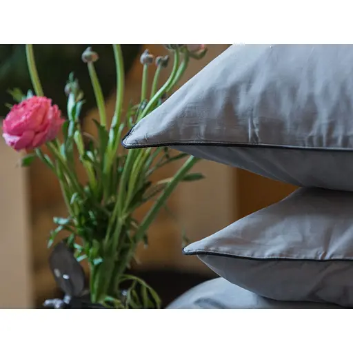 Комплект постільної білизни Ecotton Premium Natural Grey євро сатин вишивка з кантом сірий (25091) - фото 8