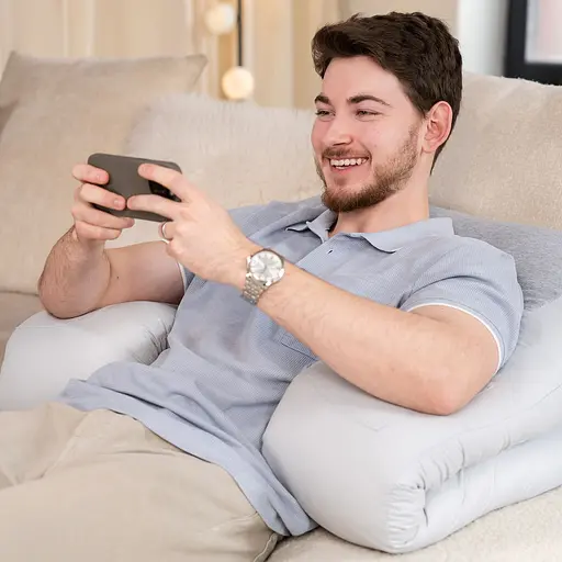 Подушка Sonex U-Body для беременных и отдыха П-образная антиаллергенная 135x68x25 серая (SO102577) - фото 19