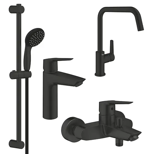 Набір змішувачів 4 в 1 для ванної кімнати та кухні Grohe QuickFix Start Black M-Size UA303301MK Чорний матовий - фото 1