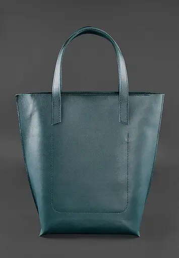 Шкіряна жіноча сумка шоппер D.D. зелена - фото 4