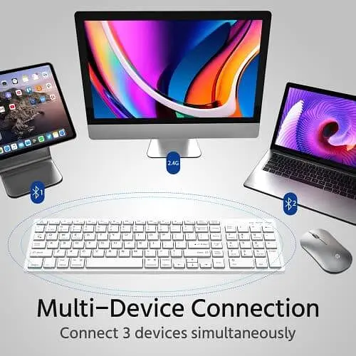 Бездротова клавіатура, Bluetooth клавіатура з перезаряджається, Bluetooth 5.0 + 2.4G дворежимна клавіатура з цифровою панеллю - фото 5