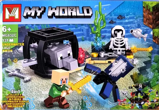Конструктор 4 в 1 My World MG832C Minecraft ігровий набір Підводна клітина Underwater Cage 131 деталь - фото 1
