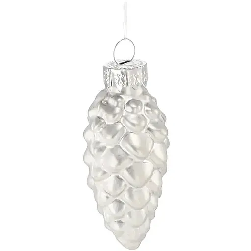 Комплект ялинкових прикрас Chomik Шишки скляні 3х6 см срібні 16 шт. (BOZ2119) - фото 2